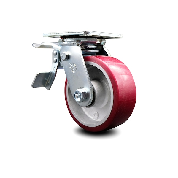 5 Inch Poly on Aluminum Swivel Caster with Ball Bearing and Total Lock Brake SCC